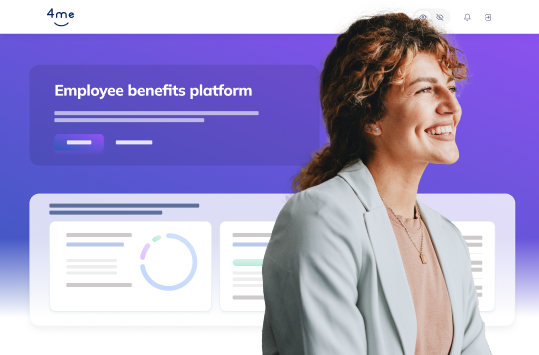 An employee benefits platform featuring a happy employee